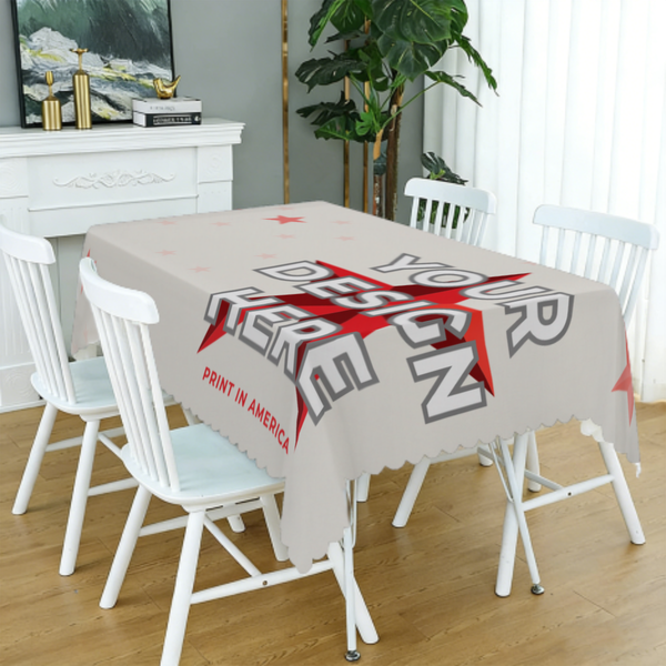 Long Tablecloth with Square Lace Trim 54x72inch · Polyester